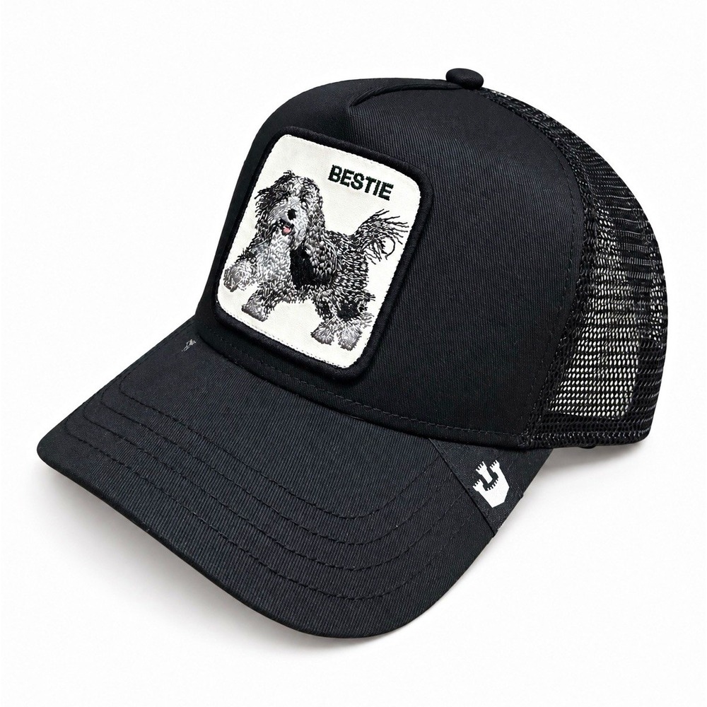 Goorin Bros Bestie Dog Patch Trucker Hat Black White Mesh Back Men One Size